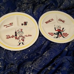 1950's  large ceremic barbaque plates.